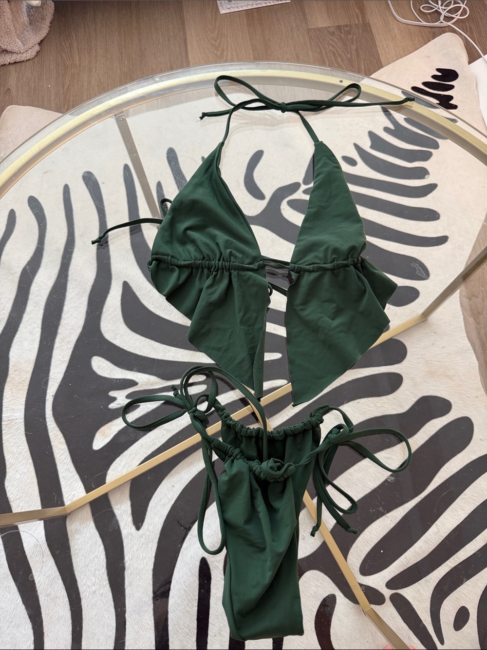 Green Triangle Bikini Top and Bottom Set - Women